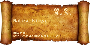 Matics Kinga névjegykártya